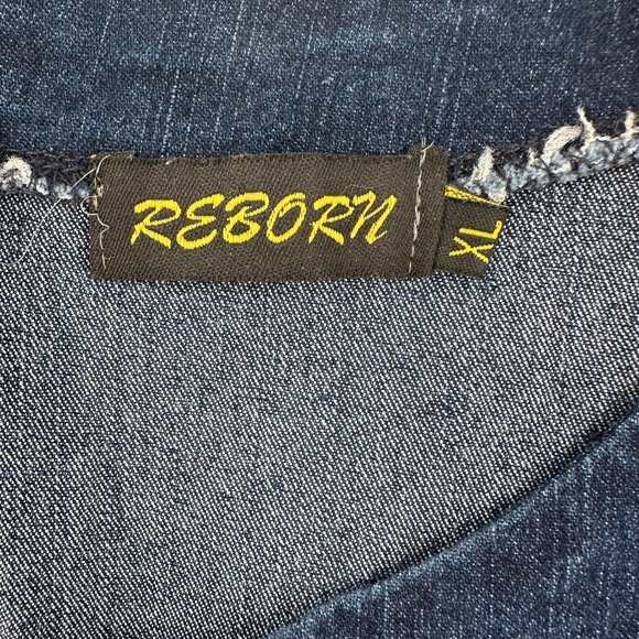 Reborn Denim Dress Women XL Blue Asymmetrical 3/4 Sleeve Casual Angel Core Comfy - Picture 6 of 8